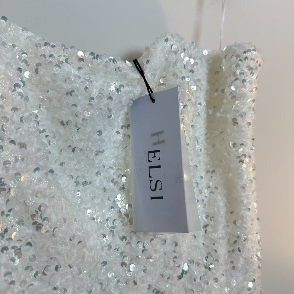 HELSI Leslie Strapless Sequin Column Midi Dress in White Size Large NWT - Picture 7 of 15